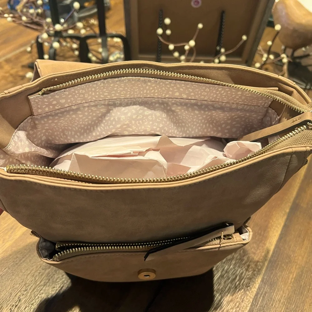 NWOT Tan backpack purse - Picture 2 of 4